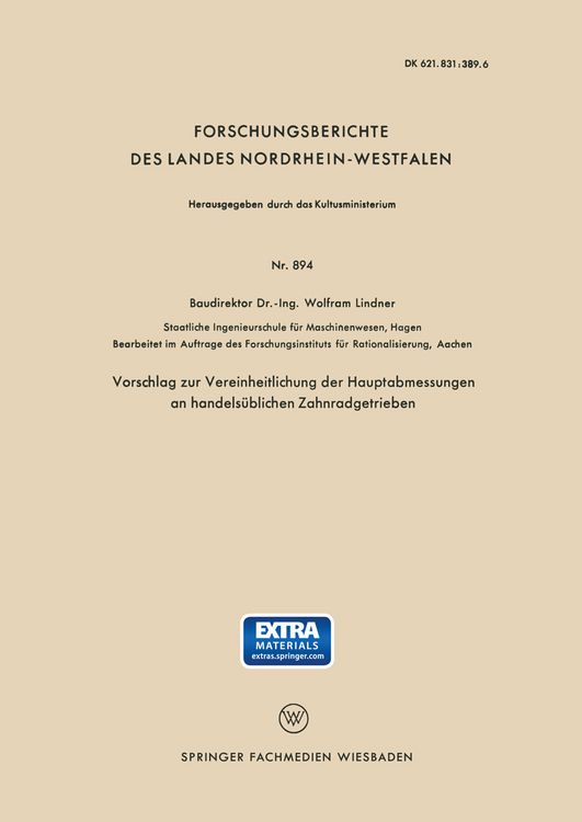 Produktbild: Vorschlag zur Vereinheitlichung der Hauptabmessungen an handels&uuml;blichen Zahnradgetrieben