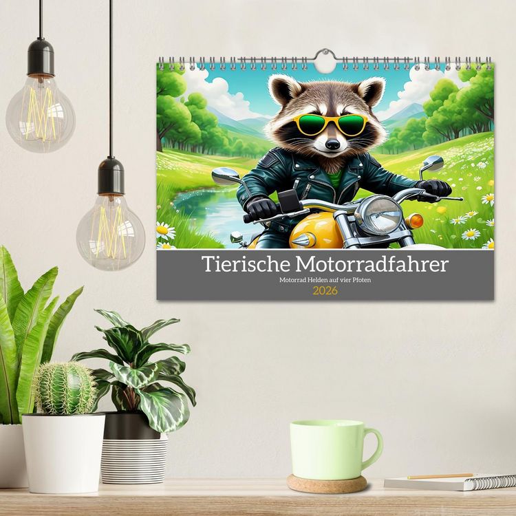 Produktbild: Tierische Motorradfahrer (Wandkalender 2026 DIN A4 quer), CALVENDO Monatskalender