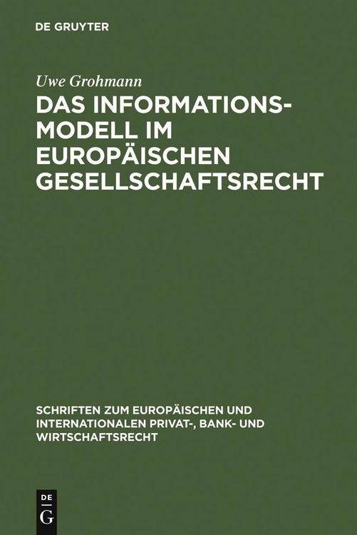 Produktbild: Das Informationsmodell im Europ&auml;ischen Gesellschaftsrecht