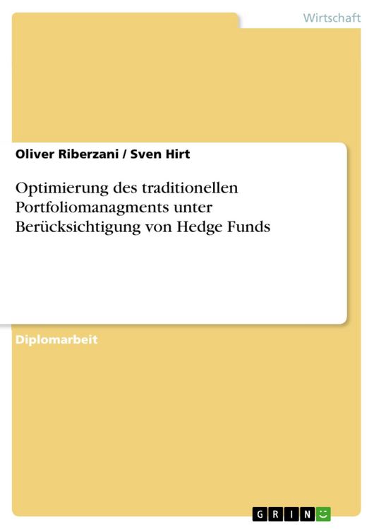 Produktbild: Optimierung des traditionellen Portfoliomanagments unter Ber&uuml;cksichtigung von Hedge Funds