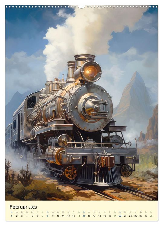 Produktbild: Steampunk Lokomotiven (Wandkalender 2026 DIN A2 hoch), CALVENDO Monatskalender