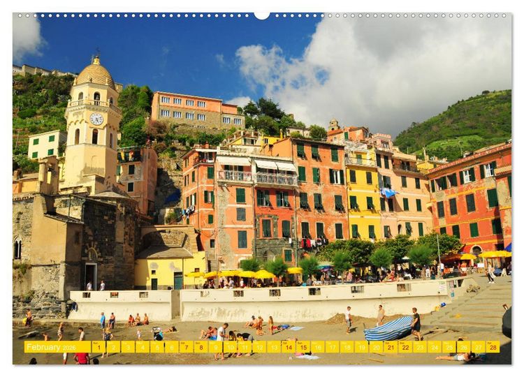 Produktbild: Colourful Postcards from Cinque Terre (High Quality Premium Wall Calendar 2026 DIN A2 landscape),CALVENDO 12 Month Wall Calendar