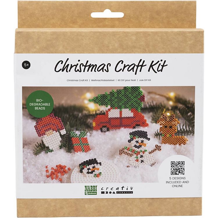 Produktbild: Creativ Company DIY Sets Fuse Beads Kreativ Set NABBI BioBeads, Weihnachtsauto, Rentier, Schneemann, Wichtel und Geschenk, Kreativ Box