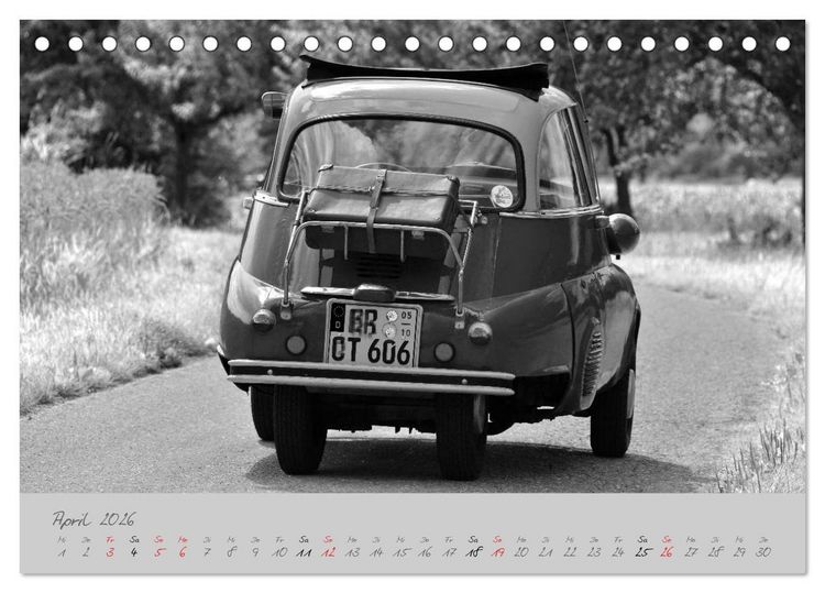 Produktbild: BMW Isetta 300 in schwarzwei&szlig; (Tischkalender 2026 DIN A5 quer), CALVENDO Monatskalender