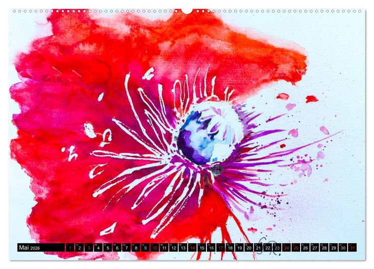 Produktbild: Blumenjahr - Bunte Bl&uuml;ten in Aquarell (Wandkalender 2026 DIN A2 quer), CALVENDO Monatskalender