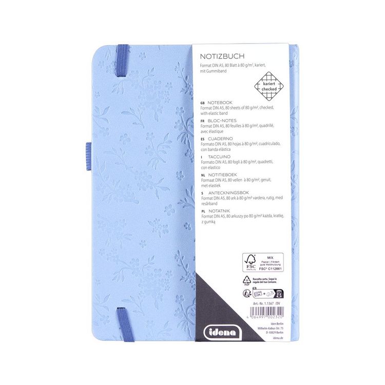 Produktbild: Idena Notizbuch Floral 80 Blatt 80g/m&sup2; kariert DIN A5