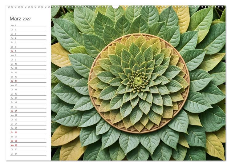 Produktbild: Natural Mandalas - Kraftvolle KI Mandalas aus Naturmaterialien (Wandkalender 2027 DIN A2 quer), CALVENDO Monatskalender