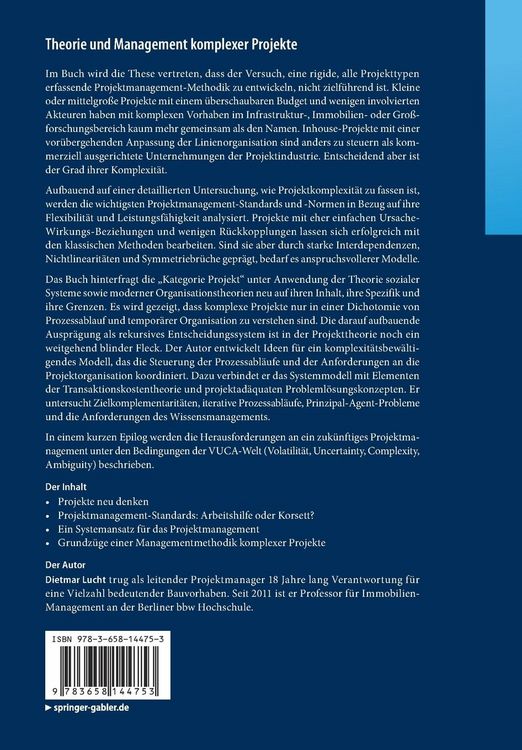 Produktbild: Theorie und Management komplexer Projekte