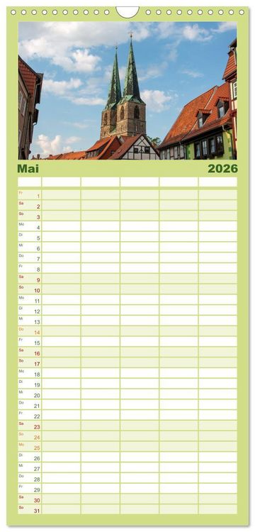 Produktbild: Familienplaner 2026 - Historisches Quedlinburg - Sachsen-Anhalt mit 5 Spalten (Wandkalender, 21 x 45 cm) CALVENDO