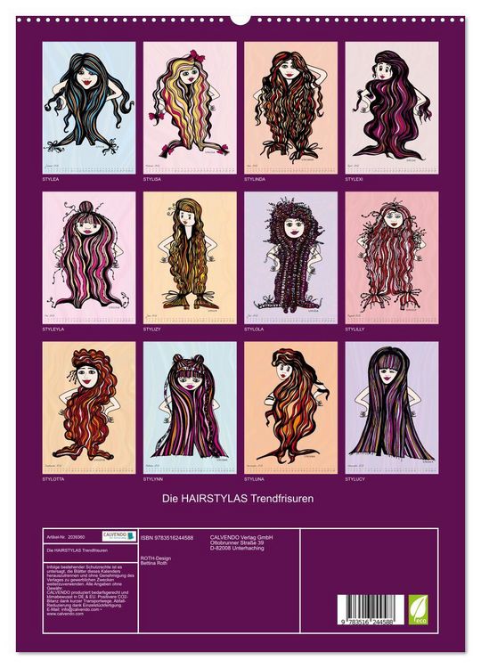 Produktbild: Die HAIRSTYLAS Trendfrisuren (hochwertiger Premium Wandkalender 2026 DIN A2 hoch), Kunstdruck in Hochglanz