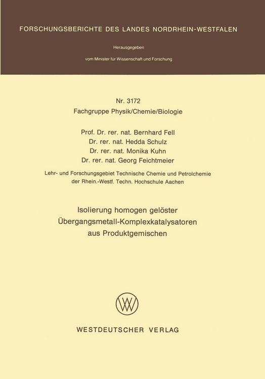 Produktbild: Isolierung homogen gel&ouml;ster &Uuml;bergangsmetall-Komplexkatalysatoren aus Produktgemischen