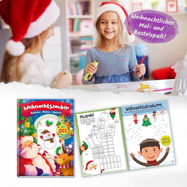 Produktbild: Tr&ouml;tsch Besch&auml;ftigungsbuch Malbuch mit Stickern Bastelbuch Weihnachtszauber
