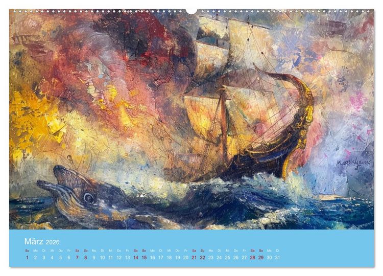 Produktbild: Das trunkene Schiff mit Bildern im William Turner-Stil (Wandkalender 2026 DIN A2 quer), CALVENDO Monatskalender