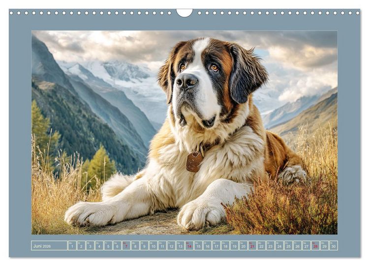 Produktbild: K&ouml;nigliche Bernhardiner. Die sanften Riesen der Alpen (Wandkalender 2026 DIN A3 quer), CALVENDO Monatskalender