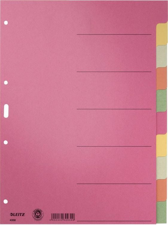 Produktbild: Leitz 43580000 Register DIN A4 blanko Karton Mehrfarbig 6 Registerbl&auml;tter 43580000