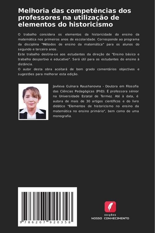 Produktbild: Melhoria das compet&ecirc;ncias dos professores na utiliza&ccedil;&atilde;o de elementos do historicismo