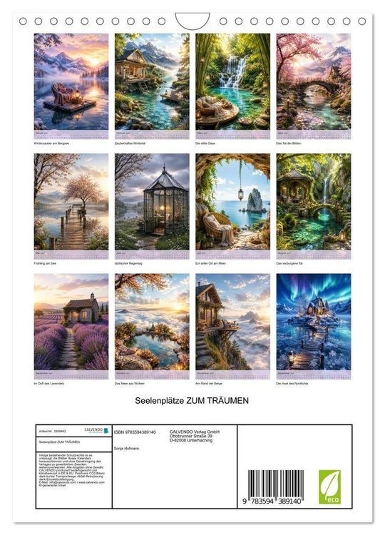 Produktbild: Seelenpl&auml;tze ZUM TR&Auml;UMEN (Wandkalender 2027 DIN A4 hoch), CALVENDO Monatskalender