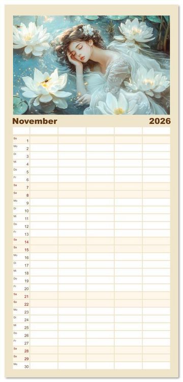 Produktbild: Familienplaner 2026 - Verspieltheit und Harmonie mit 5 Spalten (Wandkalender, 21 x 45 cm) CALVENDO