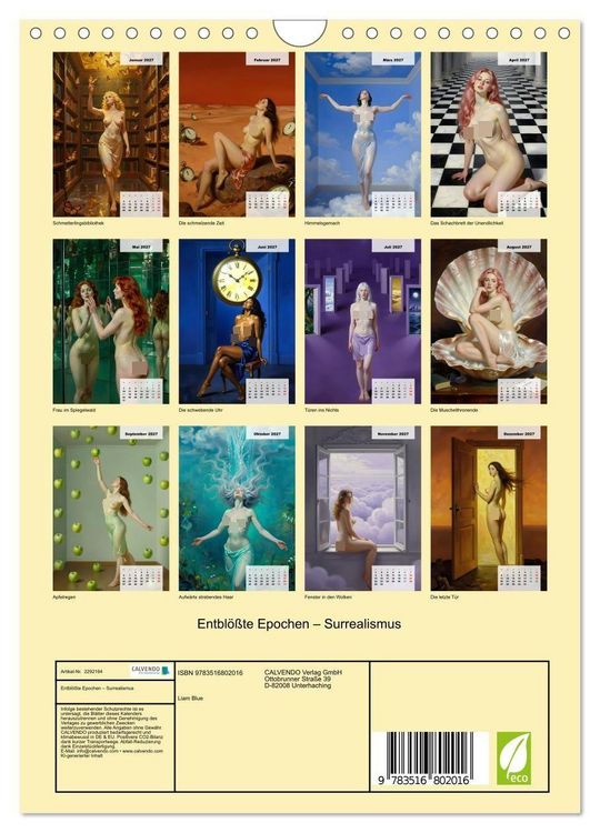 Produktbild: Entbl&ouml;&szlig;te Epochen &ndash; Surrealismus (Wandkalender 2027 DIN A4 hoch), CALVENDO Monatskalender