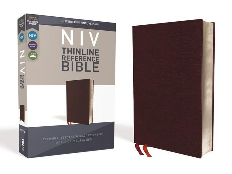 Produktbild: NIV, Thinline Reference Bible, Bonded Leather, Burgundy, Red Letter Edition, Indexed, Comfort Print