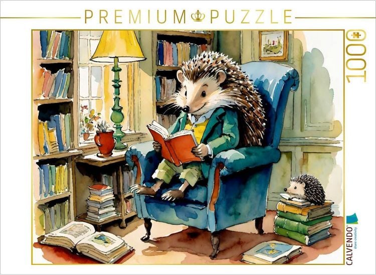 Produktbild: CALVENDO Puzzle Herr Igel liest ein Buch | 1000 Teile Lege-Gr&ouml;&szlig;e 64x48cm Foto-Puzzle f&uuml;r gl&uuml;ckliche Stunden