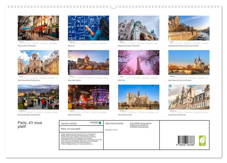 Produktbild: Paris, s'il vous pla&icirc;t! (hochwertiger Premium Wandkalender 2026 DIN A2 quer), Kunstdruck in Hochglanz