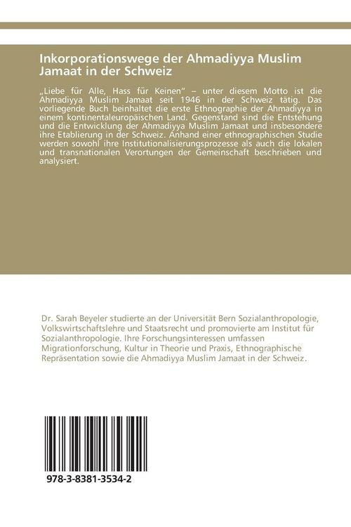 Produktbild: Inkorporationswege der Ahmadiyya Muslim Jamaat in der Schweiz