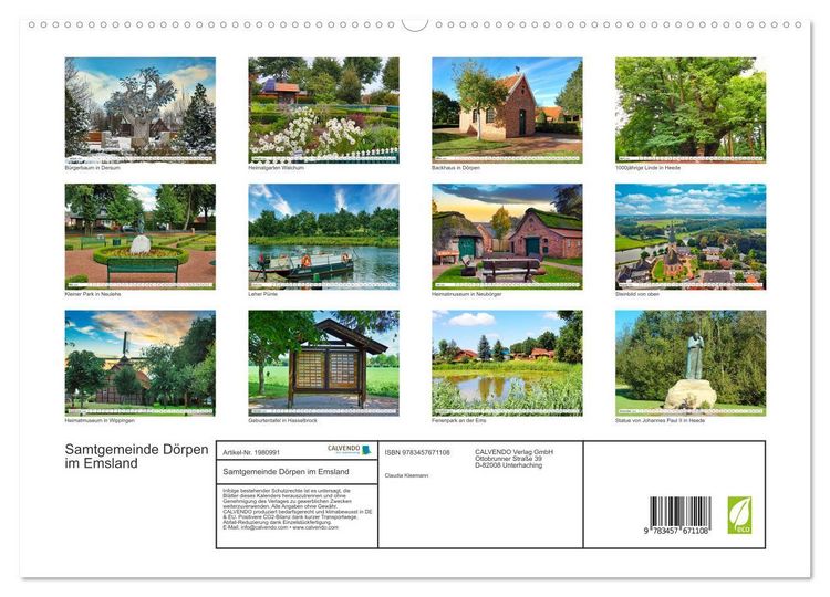 Produktbild: Samtgemeinde D&ouml;rpen im Emsland (hochwertiger Premium Wandkalender 2026 DIN A2 quer), Kunstdruck in Hochglanz