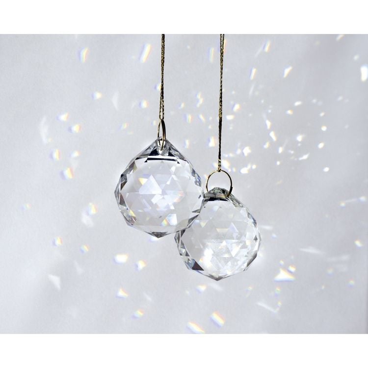 Folia 23849 Sun Catcher CRYSTAL TRIO – 3 Attrape-soleil En Verre Cristal (Ø 20, 30, 40 Mm) Avec Fil Métallique Doré (16 M) – Décoration Fenêtre, Jardin, Salon