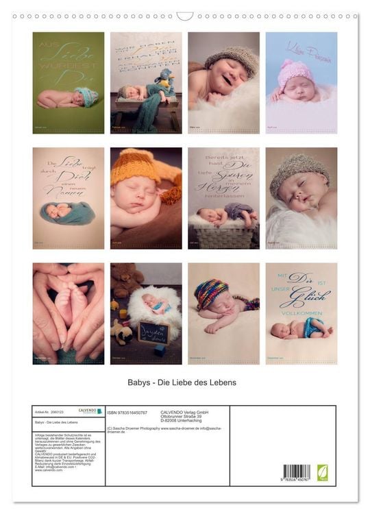 Produktbild: Babys - Die Liebe des Lebens (Wandkalender 2026 DIN A2 hoch), CALVENDO Monatskalender