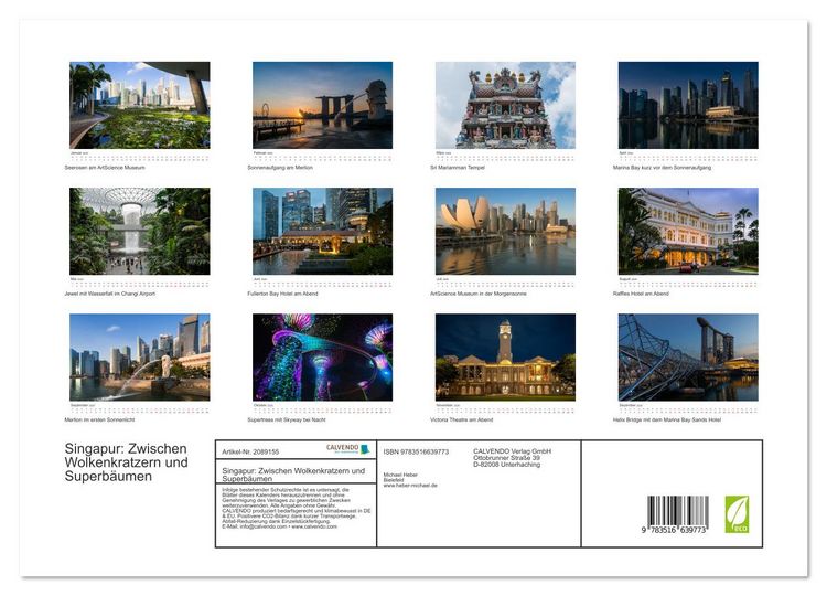 Produktbild: Singapur: Zwischen Wolkenkratzern und Superb&auml;umen (hochwertiger Premium Wandkalender 2026 DIN A2 quer), Kunstdruck in Hochglanz