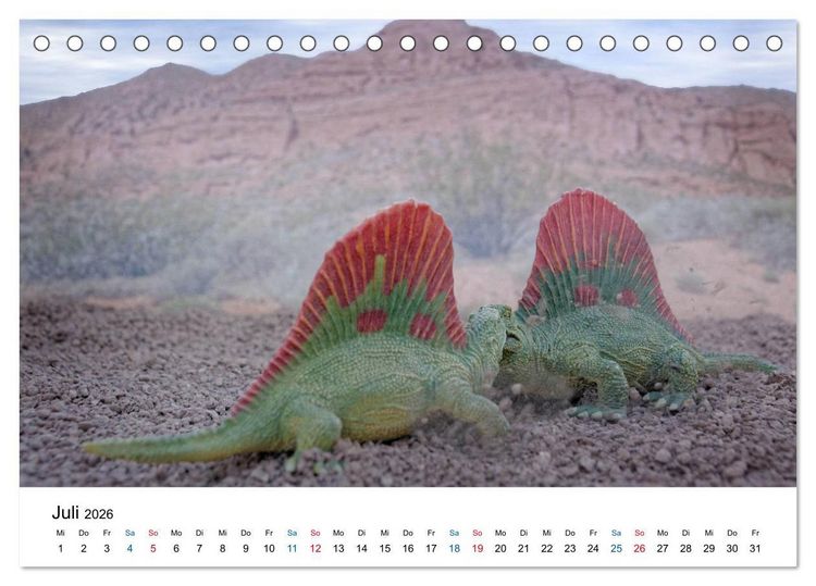 Produktbild: Faszination Urzeit - wenn Spielzeugdinos zum Leben erwachen (Tischkalender 2026 DIN A5 quer), CALVENDO Monatskalender
