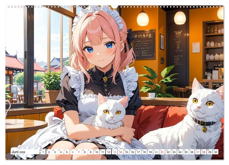 Produktbild: Manga Caf&eacute; Tr&auml;ume - Kawaii Anime-Kalender voller s&uuml;&szlig;er Momente (hochwertiger Premium Wandkalender 2026 DIN A2 quer), Kunstdruck in Hochglanz