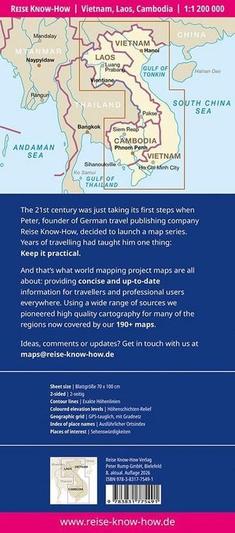 Produktbild: Reise Know-How Landkarte Vietnam, Laos, Kambodscha | Vietnam, Laos, Cambodia (1:1.200.000)