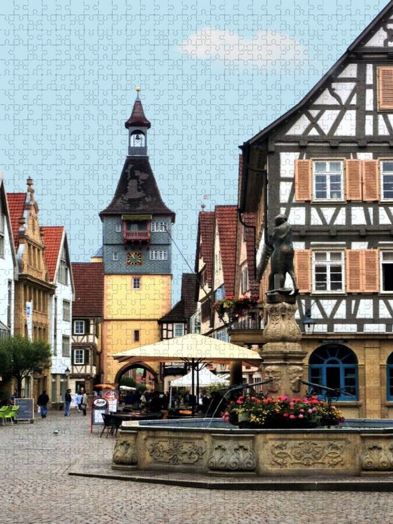 Produktbild: CALVENDO Puzzle Winnenden: Altes Rathaus, Marktbrunnen und Schwaikheimer Tor | 1000 Teile Lege-Gr&ouml;&szlig;e 64x48cm Foto-Puzzle f&uuml;r gl&uuml;ckliche Stunden