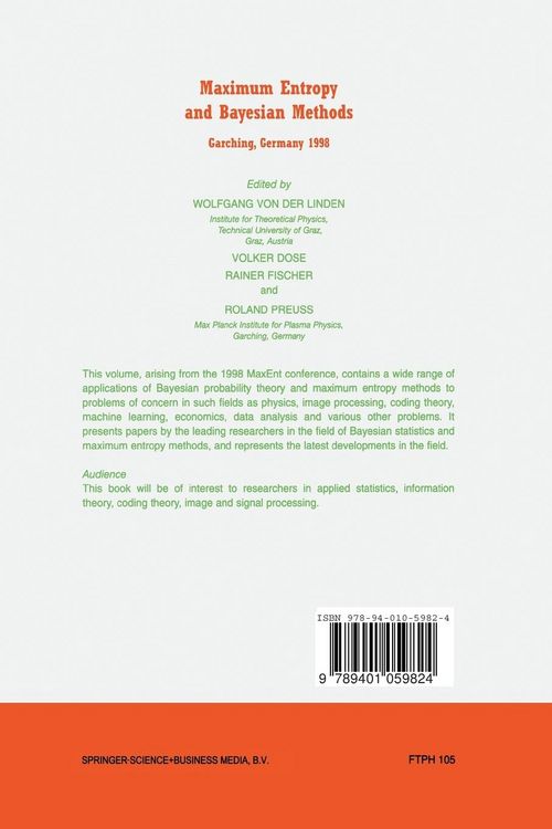 Produktbild: Maximum Entropy and Bayesian Methods Garching, Germany 1998