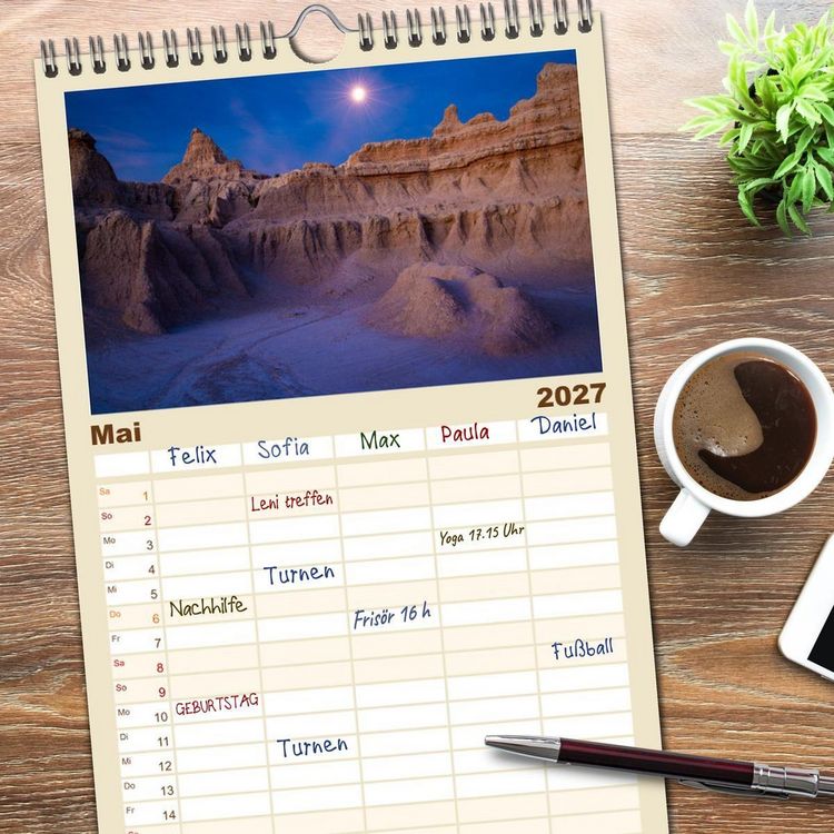 Produktbild: Familienplaner 2027 - Kraftpl&auml;tze der Indianer mit 5 Spalten (Wandkalender, 21 x 45 cm) CALVENDO