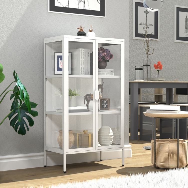 Produktbild: Stahl Glas Standvitrine Vitrine Schaukasten FlokaM