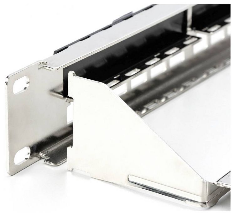 Produktbild: Digitus DN-91411-G 24 Port Patch-Panel 483 mm (19") 1 HE Stahl, Verzinkt, Schwarz, Schwarz (RAL 9005), Metall Unbest&uuml;ckt