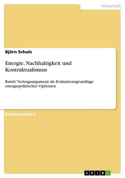 Produktbild: Energie, Nachhaltigkeit und Kontraktualismus
