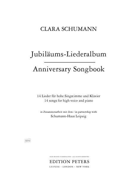 Produktbild: Clara Schumann Anniversary Songbook (High Voice)