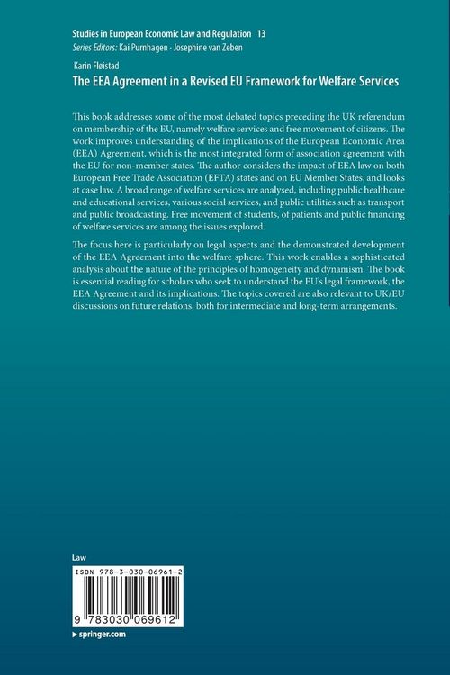 Produktbild: The EEA Agreement in a Revised EU Framework for Welfare Services