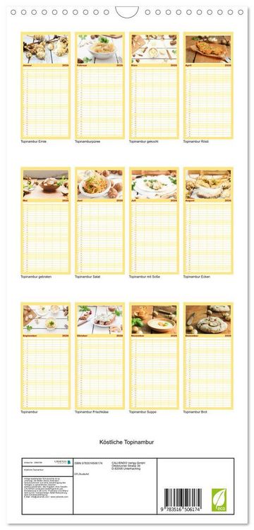 Produktbild: Familienplaner 2026 - K&ouml;stliche Topinambur mit 5 Spalten (Wandkalender, 21 x 45 cm) CALVENDO