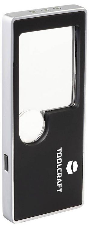 Produktbild: TOOLCRAFT TO-10283190 Handlupe mit LED-Beleuchtung Vergr&ouml;&szlig;erungsfaktor: 3 x, 10 x Linsengr&ouml;&szlig;e: (&Oslash;) 15 mm Schwarz