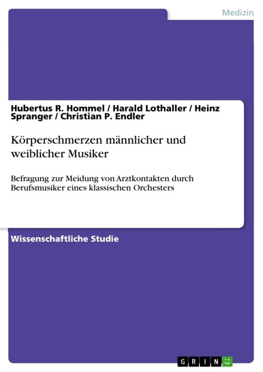 Produktbild: K&ouml;rperschmerzen m&auml;nnlicher und weiblicher Musiker