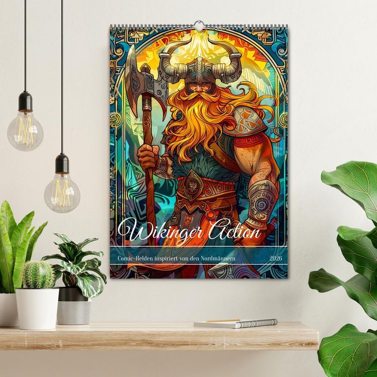 Produktbild: Wikinger Action - Comic-Helden inspiriert von den Nordm&auml;nnern (Wandkalender 2026 DIN A2 hoch), CALVENDO Monatskalender