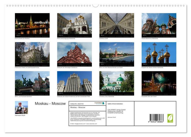 Produktbild: Moskau - Moscow (hochwertiger Premium Wandkalender 2026 DIN A2 quer), Kunstdruck in Hochglanz