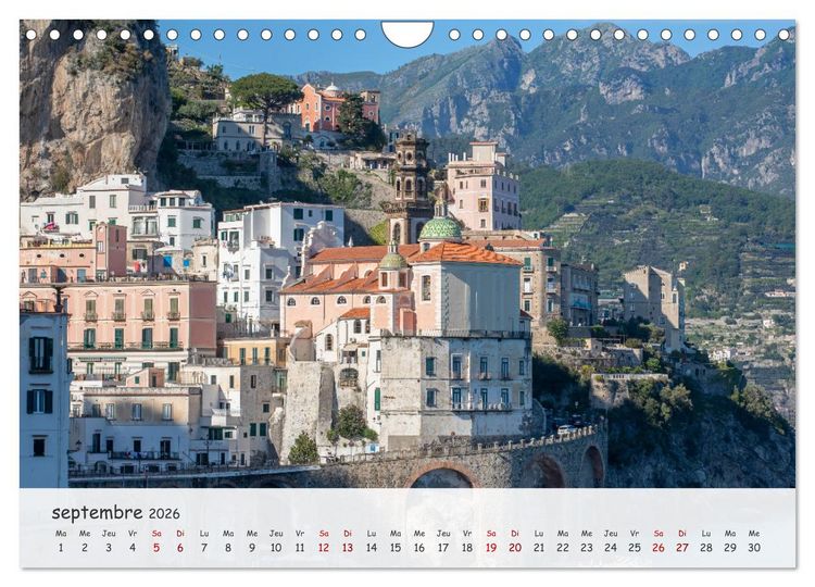 Produktbild: C&ocirc;te amalfitaine - Villes romantiques et paysages magiques (Calendrier mural 2026 DIN A4 vertical), CALVENDO calendrier mensuel