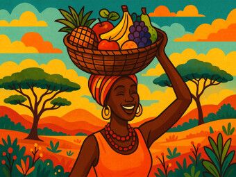 Produktbild: CALVENDO Puzzle Frau mit Fr&uuml;chtekorb - Sonne, Stolz und Lebensfreude - Ein Motiv aus dem Kalender AFRIKA VIBES | 1000 Teile Lege-Gr&ouml;&szlig;e 64x48cm Foto-Pu