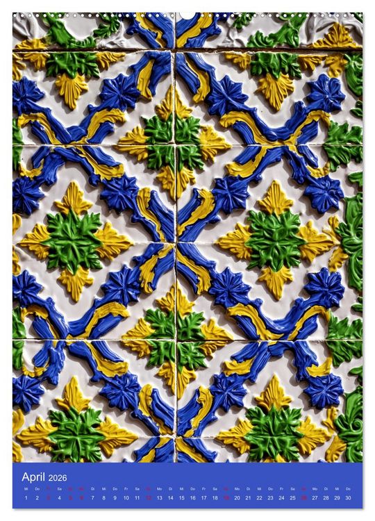 Produktbild: Portugiesischer Fliesen - Azulejos f&uuml;r Fliesenleger, Kunst- und Portugal-Liebhaber (hochwertiger Premium Wandkalender 2026 DIN A2 hoch), Kunstdruck in Hochglanz